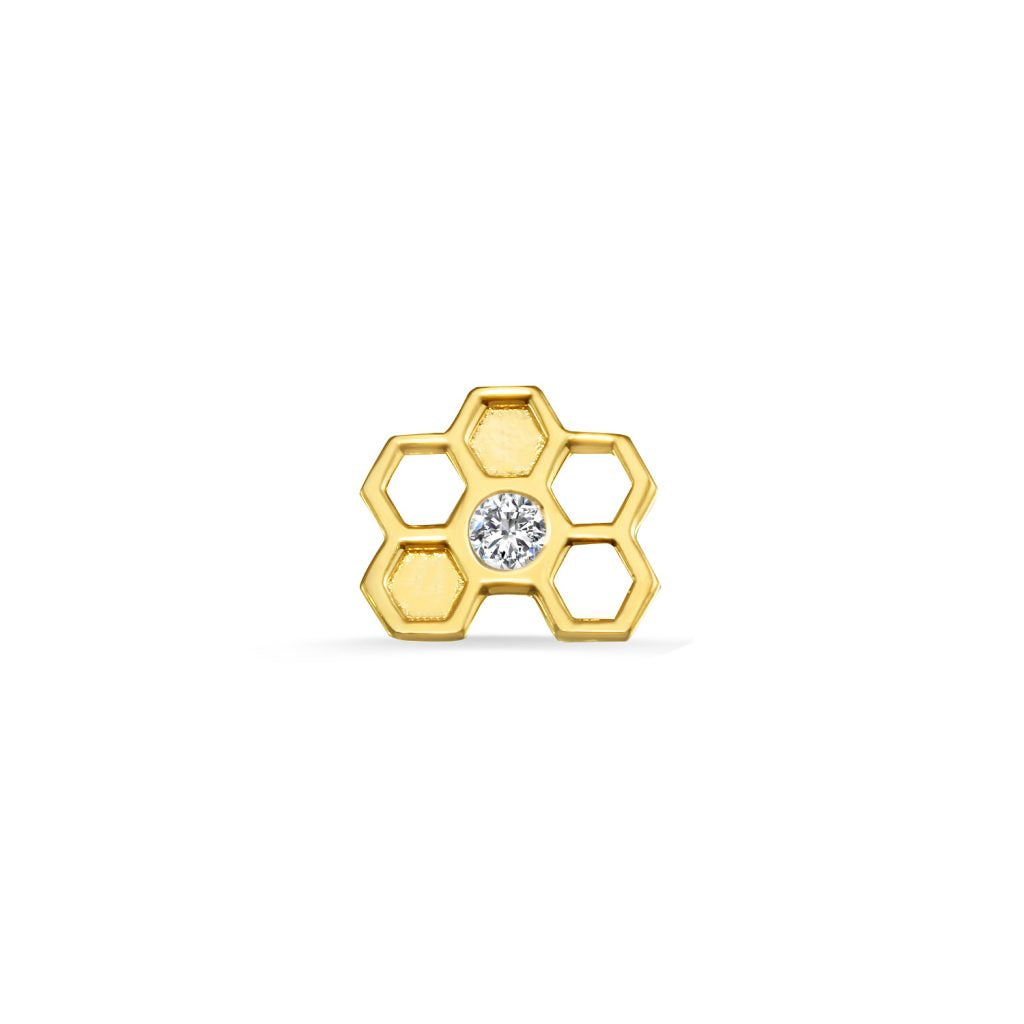 Norvoch- Honeycomb with CZ GEM  gold end