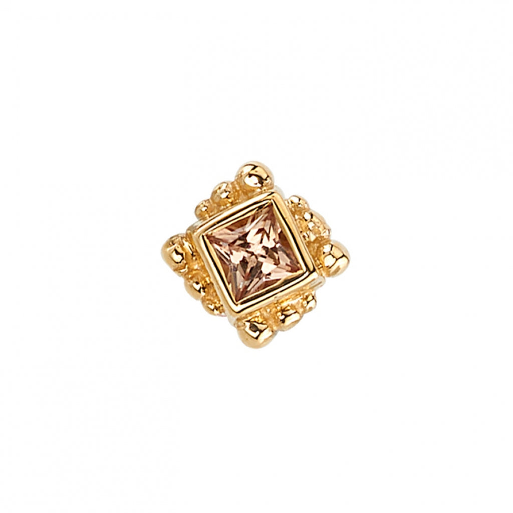 BVLA -Beaded Princess Bezel -Champ. SAPPHIRE 14k yellow gold end