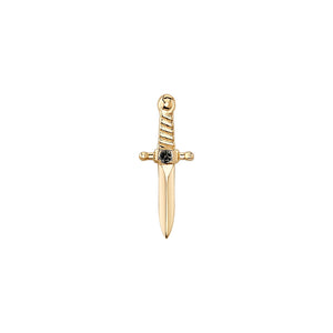 BVLA -Dagger with single gem-Black DIAMOND 14k yellow gold end
