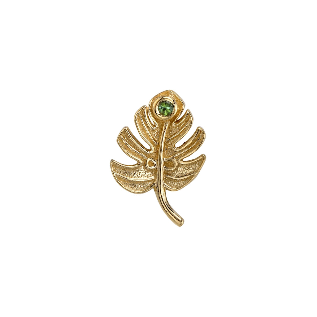 BVLA - Tiny Monstera-Emerald Green DIAMOND 14k yellow gold end