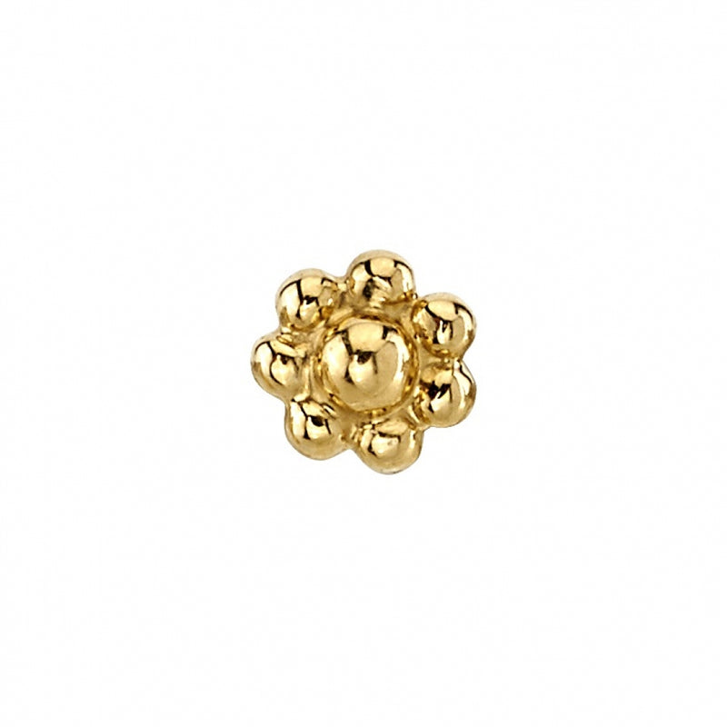 BVLA -Bead Flower Cluster solid 14k yellow gold end