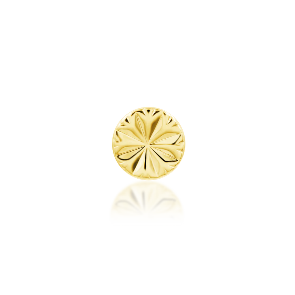 Junipurr- Engraved Disk 14kt yellow gold end