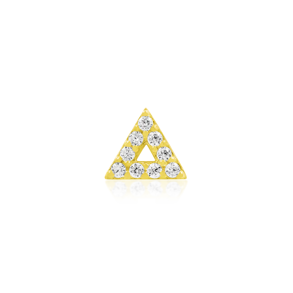 Junipurr- Triangle with Cz 14kt yellow gold end