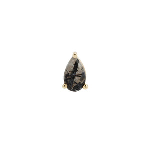 Buddha Organics- Tourmalated Quartz Pear threadless gold end