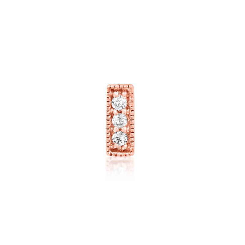 Junipurr- 3 Gem Millgrain CZ Bar 14kt rose gold end