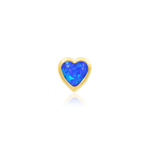 Junipurr- Blue Opal Bezel Heart 14kt yellow gold end