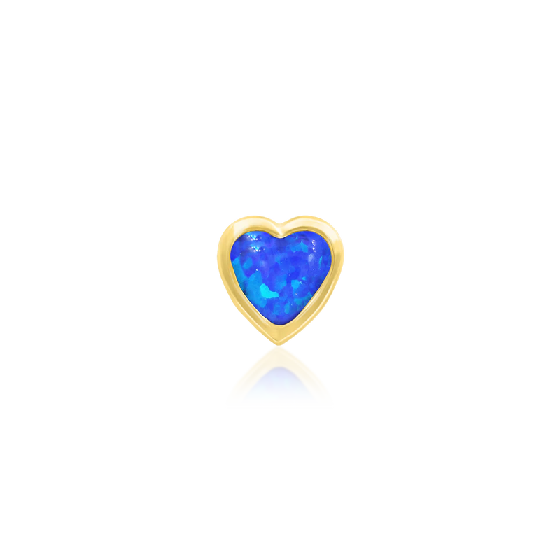 Junipurr- Blue Opal Bezel Heart 14kt yellow gold end