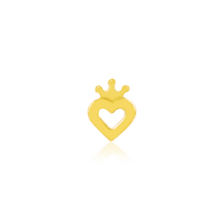 Junipurr-Gold Heart with Crown 14kt yellow gold end