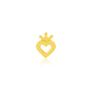 Junipurr-Gold Heart with Crown 14kt yellow gold end