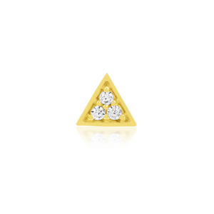 Junipurr- Gold Triangle with 3 CZ Stones 14kt yellow gold end