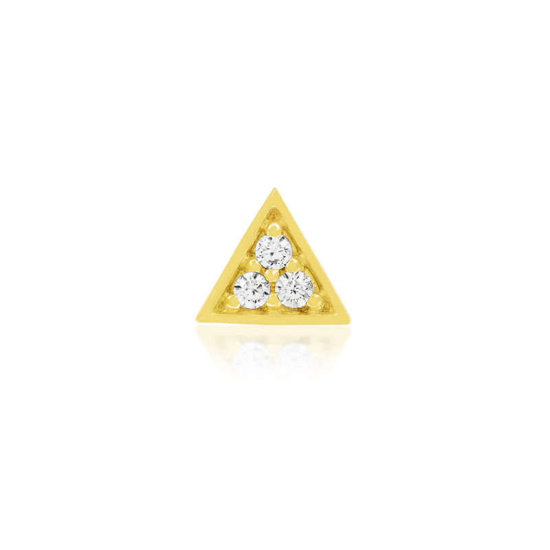 Junipurr- Gold Triangle with 3 CZ Stones 14kt yellow gold end