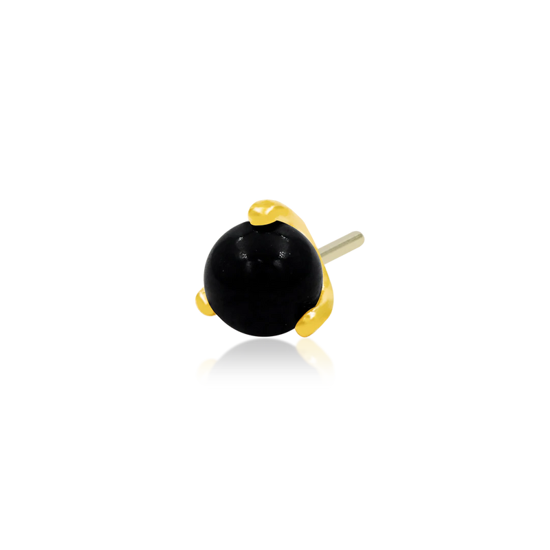 Junipurr-Prong-Set Ball with Black Onyx 14kt yellow gold end