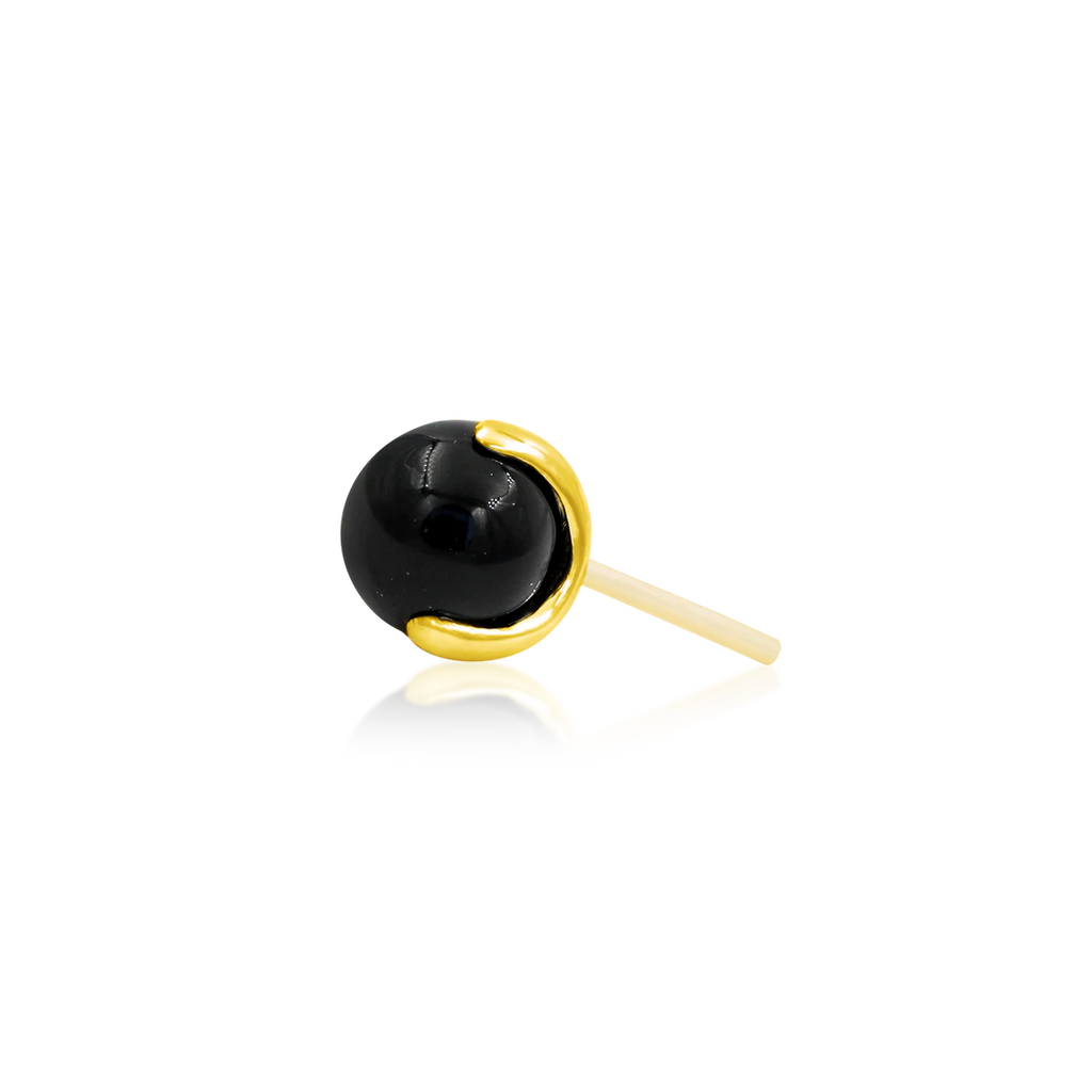 Junipurr-Prong-Set Ball with Black Onyx 14kt yellow gold end
