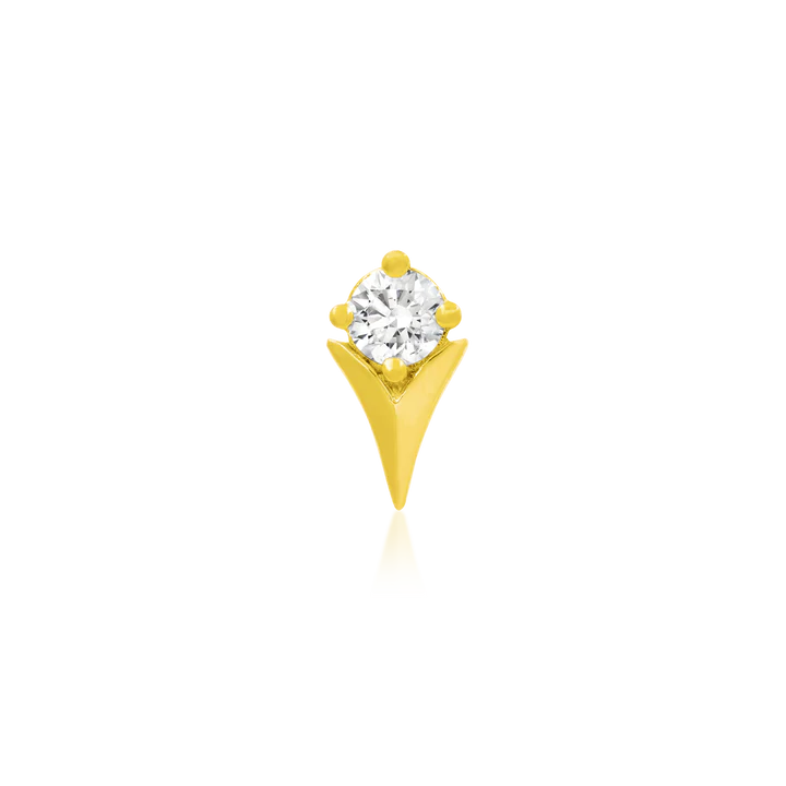 Junipurr-Tulip with CZ Stone 14kt yellow gold end